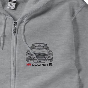 クラシックカージップパーカー、ミニクーパーファンパーカー、お父さんへの車ギフト、彼への車ギフト、彼女への車ギフト - ユニセックスフィット
