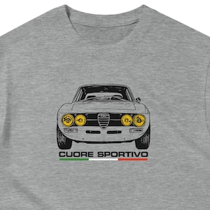 Italian car, alfa romeo fans tee, Italian classic car tee, cuore sportivo, car tshirt gift, gift for petrolhead, car presents for men