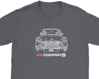 Tshirt for mini cooper fans, Mini British Flag Union Jack, petrolhead tee, Gearhead Gift Car Guy Clothing More Colors Available