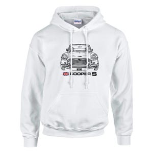 Klassisk Mini Cooper S Sketch Hoodie – Present till veteranbilsentusiast White