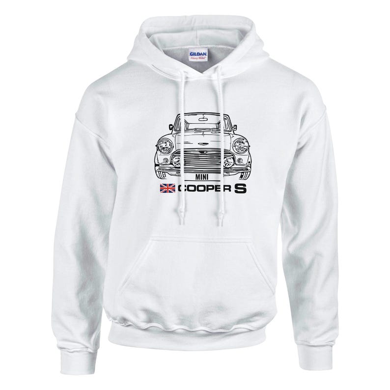 Klassisk Mini Cooper S Sketch Hoodie – Present till veteranbilsentusiast White