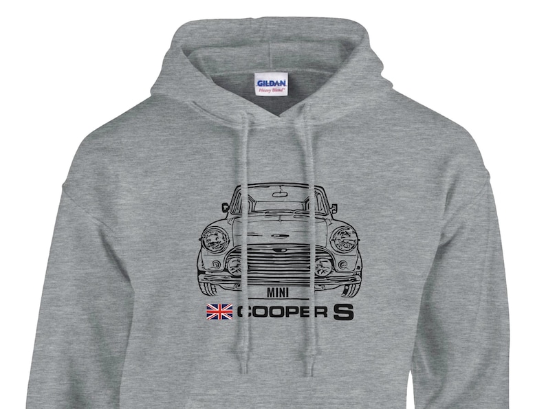 Klassisk Mini Cooper S Sketch Hoodie – Present till veteranbilsentusiast bild 1