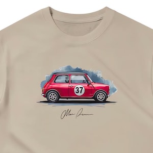 クラシックな英国車 T シャツ、クラシックカー シャツ、ミニ ファン向け T シャツ、お父さんへの車ギフト、彼への車ギフト、男性への車ギフト