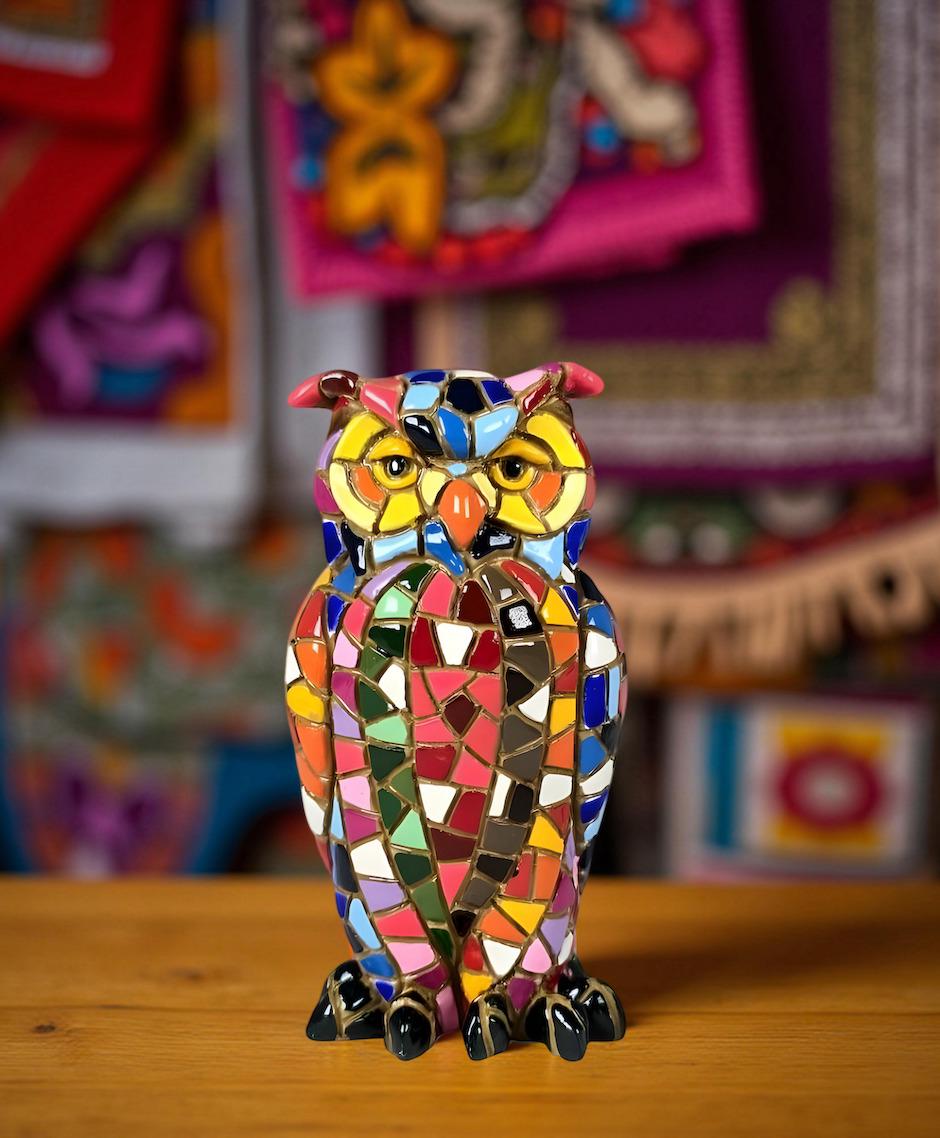 Barcino Classic Collection Multicolor Mosaic Owl Figurine