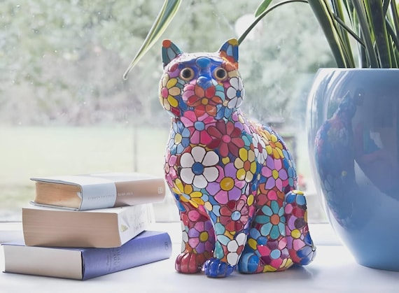 Barcino Flowers Collection Mosaic Cat Figurine - Etsy