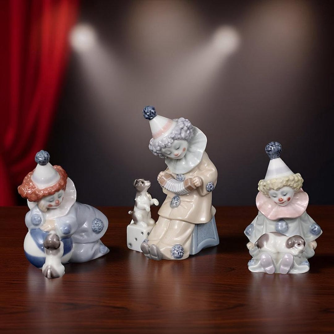 LLADRO(リヤルド)　ピエロと子犬 リヤドロの引退したピエロと子犬 3点セットの一部 - Etsy 日本