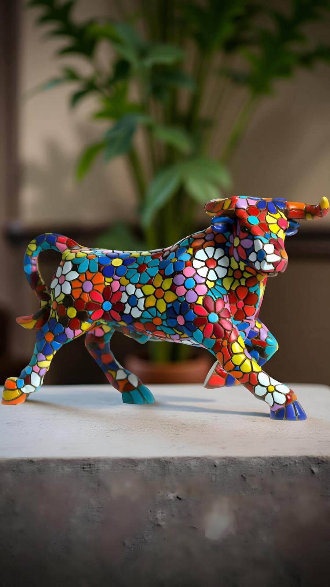 barcino-flowers-collection-mosaic-bull-figurine-etsy