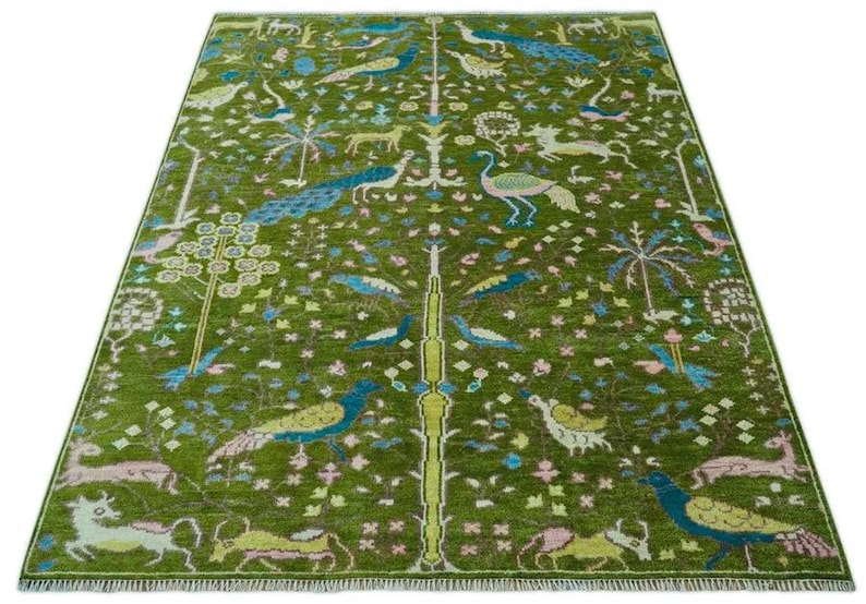 Antique Creative Modern Green Rug Indo Oushak Rug Contemporary Hand ...