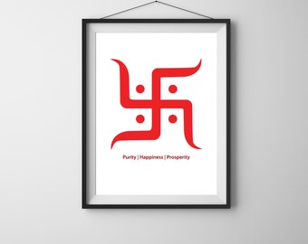 Swastik - Divine Symbol of Purity, Happiness, and Prosperity: Swastik Artwork. Printable Wall art, motivational, Auspicious wall art