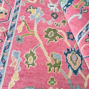 Handmade Premium Area Rug Exquisite Pink Turkish Oushak Hand Knotted Rug 8x10 Pink Turkish Oushak Hand Knotted Rug 5x8, 6x9, 9x12, 10x14 ft