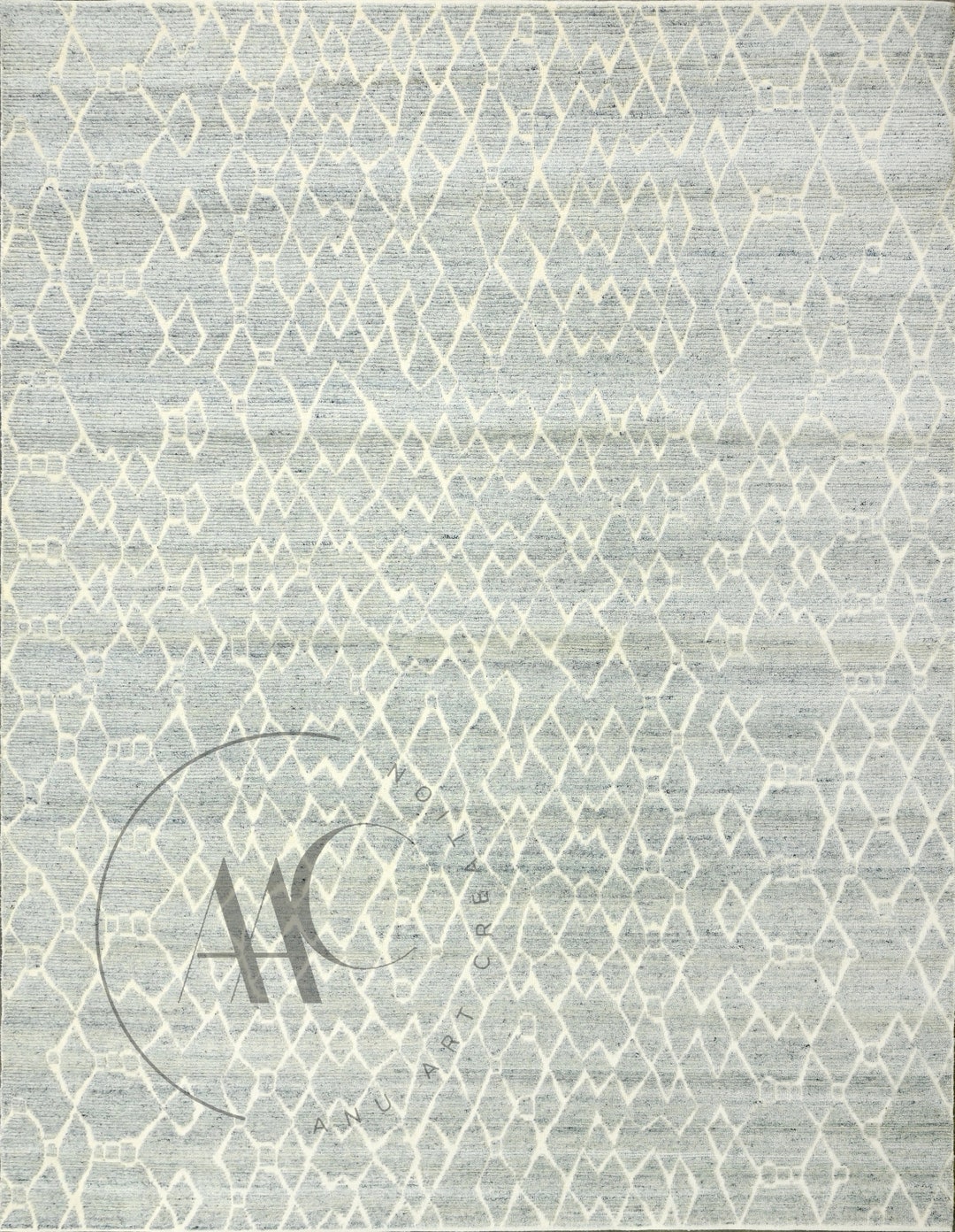 Handcrafted Wool Rug: Silver Cream Textured Pile, Levi Neutral ...