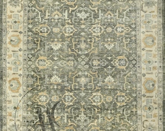 8x10 Traditional Floral design Oushak Rug In Peach & Olive Green Accent Floral Motifs - Enhance Your Home Decor