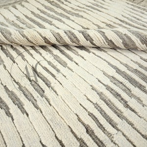 Hand-Knotted Ribbed Moroccan Rug: White & Black Beni Ourain, 100% New Zealand Wool (8x10)