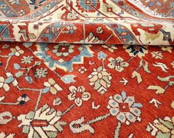 Hand-Knotted Wool Rug: Heriz Serapi Persian Area Rug (8x10)