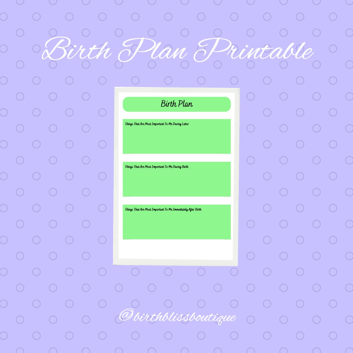 Birth Plan, Printable Birth Plan, Birth Plan Template. A4, US Letter ...