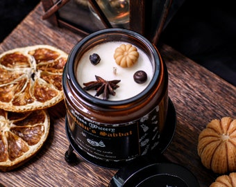 Samhain&#39;s Sabbat/ Ritual Candle, Orange Spices Scent, Dark Academia Home Decor, Pagan Altar, Halloween Gifts, Autumn Candle