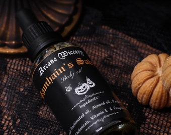 Olio profumato Samhain, profumo di spezie all'arancia, cura di sé per Halloween da strega