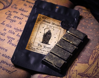 The Reaper/ Black Vanilla Tarot-Inspired Wax Melts, Spooky Soy Melts, Unique Gift For Wiccans, Winter Solstice Gift, Halloween Wax Melts