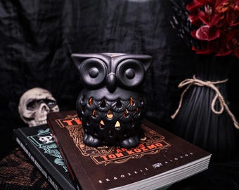 Black Owl Wax Melter, Gothic Home Decor, Witchy Oil Burner