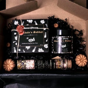Samhain Sabbat presentask, veganskt Halloween badset, häxpaket