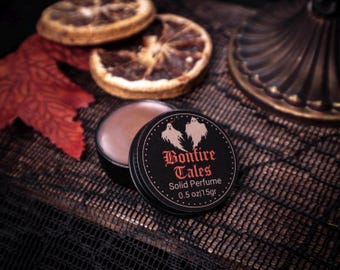 Spooky Solid Perfume, Wood Smoke Scent, Gothic Unisex Balm, Witchy Fragrance Tin