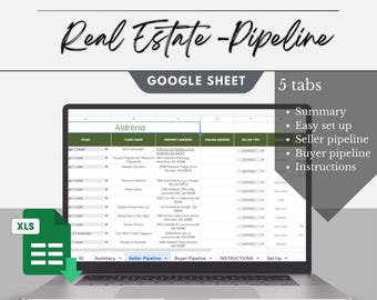 Real Estate Team Pipeline Google Sheets Template Business Tracker Client Tracker Leads Tracker Agent Touchpoint Checklist Buyer and Seller