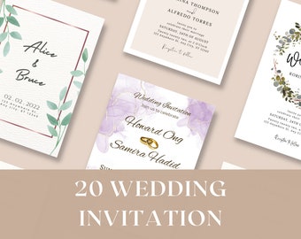 20 Save the date, Wildflower Wedding Invitation Template, Printable Wedding Invitation, Save our date Wildflower Invitation, Floral Wreath