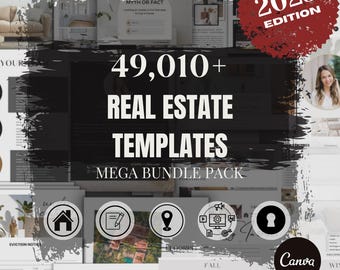 HUGE BUNDLE: Real Estate  Marketing Templates, Real Estate Template Bundle, Canva Bundle, Canva Templates, Instagram Templates,