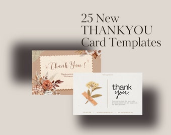 Bundle of 25 Business Thank You Card Templates - Easy-to-Use Canva Insert Designs