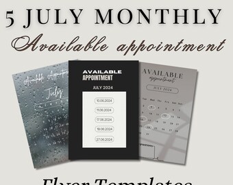 DIY Editable July Booking Flyer Template - Summer Hair Lash Makeup Nail Appointments Available Flyer