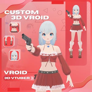 Custom 3D vtuber model, convert your live2D vtuber into 3D vtuber model, VRchat, 3d Vtuber, 3D avatar, Anime Vroid, Unity, Rigging