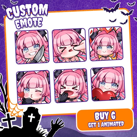 Custom Emotes for Streamers, Twitch, Kick, Discord and Youtube | Anime Chibi emoji Style