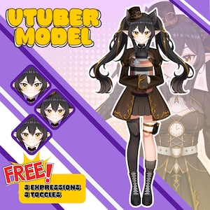 Custom Anime Vtuber Live2D Model Commission: Includes Rigging & Free expressions and Toggles