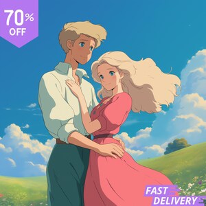 Custom Ghibli-Style Art | Anime Portraits for Couples | Valentine Gift | Personalized Anime | Anime From Photo | Families & Pets