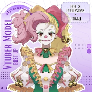 Custom VTuber MODEL | Personalized Bust Up Anime Live2d avatar and rigging + Free toggle asset