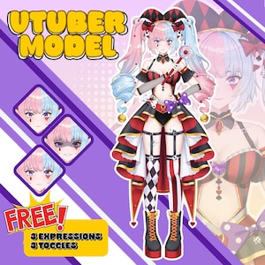 Custom Anime Vtuber Live2D Model Commission: Includes Rigging & Free expressions and Toggles