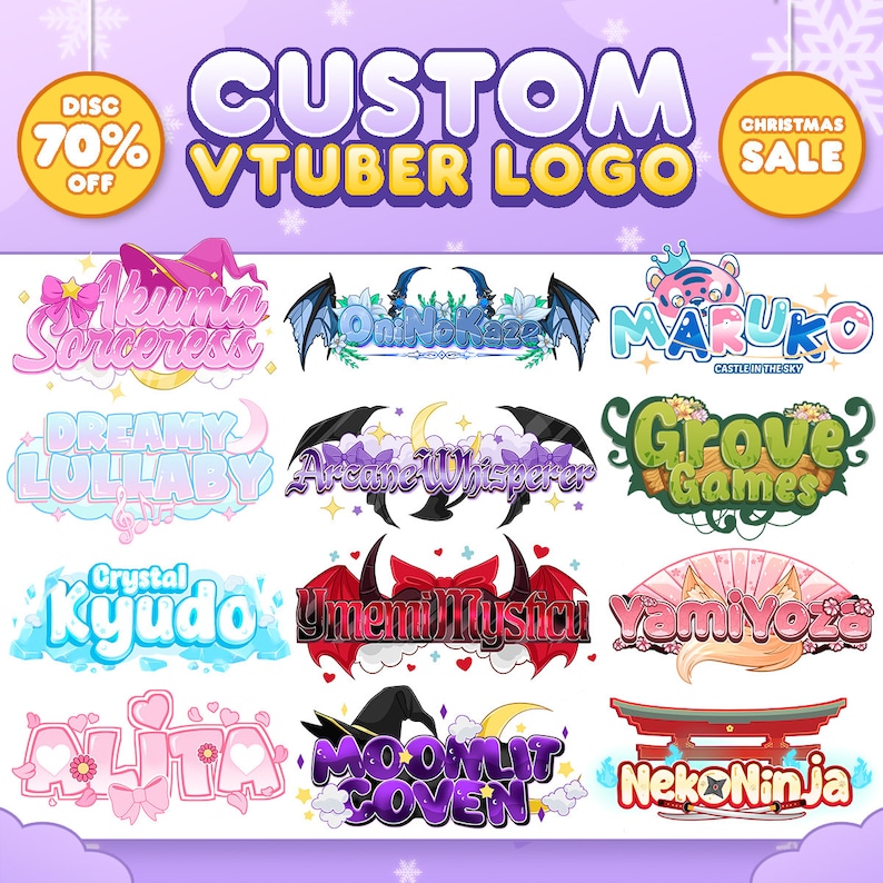 Vtuber logo, custom logo, logo, cute logo, kawaii logo, logo design