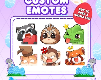 Custom Twitch Emotes | Animated Emotes | Twitch Emote for streamer | YCH | Animal Emotes | Chibi Style | Twitch Emotes | Discord Emotes