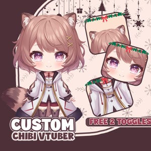 Aangepast Chibi Live2D-model | Commissie Chibi Vtuber | Vtuber-chibi | Live2D-commissie | Schattige Vtuber-chibi | Vtuber-model en Rig