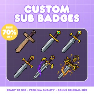 Subinsignias personalizadas / Subinsignias / Subinsignias de Twitch / Insignias de bits de Twitch / Subinsignias / Gráfico de Twitch / Gráfico de patada / Puntos de canal