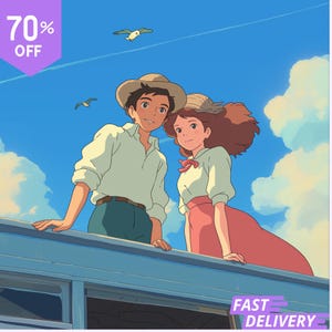 Custom Ghibli-Style Art | Anime Portraits for Couples | Valentine Gift | Personalized Anime | Anime From Photo | Families & Pets