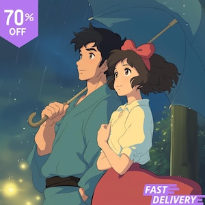 Custom Ghibli-Style Art | Anime Portraits for Couples | Valentine Gift | Personalized Anime | Anime From Photo | Families & Pets