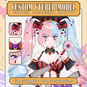 Encargo de modelo Live2D personalizado de Vtuber de anime: Incluye rigging + expresiones y opciones gratuitas / Listo para avatar de transmisión / Twitch Youtube Kick