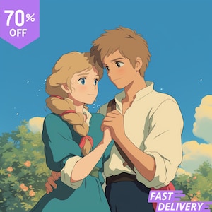 Arte personalizado al estilo Ghibli / Retratos de anime para parejas / Regalo de San Valentín / Anime personalizado / Anime a partir de fotos / Familias y mascotas