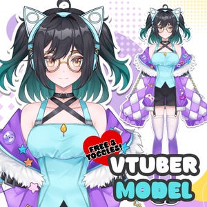 Custom Live2D Vtuber Model: Commercial Use, Free Toggles & Expressions
