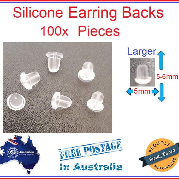 100x Rubber Silicone Earring Backs Findings 5mm x 5mm Backings Earnut Plug Nut Stop