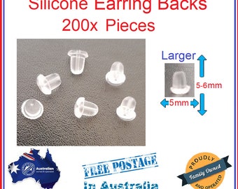 200x Rubber Silicone Earring Backs Findings 5mm x 5mm Backings Earnut Plug Nut Stop