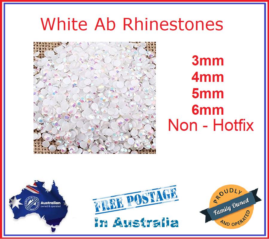 Random Rhinestone White 500 White AB Rhinestones 3mm 4mm 5mm 6mm Diameter Non-hotfix Acrylic ...