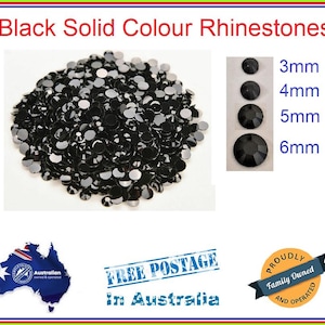 500 Black Rhinestones 3mm 4mm 5mm 6mm Diameter Non-hotfix Acrylic solid colour