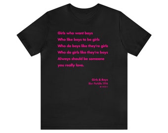 Girls & Boys Lyrics Blur Unisex Jersey Short Sleeve Tee